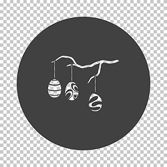 Image showing Easter Eggs Hanged On Tree Branch Icon