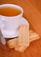 Image showing cup of tea and cookies