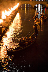 Image showing Gondolas at Night