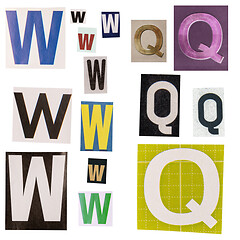 Image showing Letter W and Q cut out from newspapers