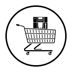 Image showing Shopping Cart With Cofee Machine Icon