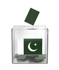 Image showing Ballot box with the flag of Pakistan
