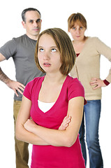 Image showing Teenage girl in trouble with parents