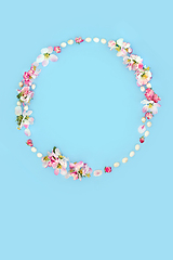 Image showing Easter Egg and Apple Blossom Flower Wreath