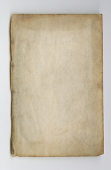 Image showing Parchment, book and blank vintage paper with texture or faded writing on old page. Ancient, manuscript and empty document in history with aged and stained pages from journal or archive in library