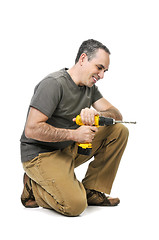 Image showing Handyman with a drill