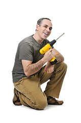 Image showing Handyman with a drill