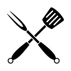 Image showing Crossed Frying Spatula And Fork Icon