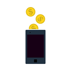 Image showing Golden Coins Fall In Smartphone Icon