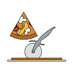 Image showing Pizza With Knife Icon