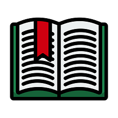 Image showing Icon Of Open Book With Bookmark