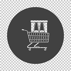 Image showing Shopping Cart With Shoes In Box Icon