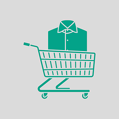 Image showing Shopping Cart With Clothes (Shirt) Icon