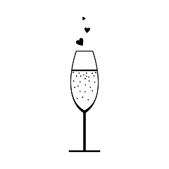 Image showing Champagne Glass With Heart Icon