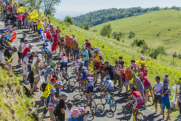 Image showing Group of Cyclists on Col du Grand Colombier - Tour de France 201