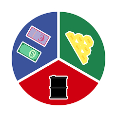 Image showing Oil, Dollar And Gold Chart Concept Icon