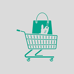 Image showing Shopping Cart With Bag Of Cosmetics Icon