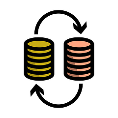 Image showing Dollar Euro Coins Stack Icon