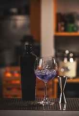 Image showing Violet gin in balloon glass