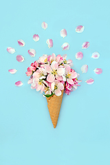 Image showing Surreal Ice Cream with Apple Blossom Spring Flowers 