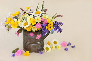 Image showing Spring Beltane Wildflower Background Border Frame 