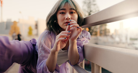 Image showing Outdoor, dancing and woman with face, artistic and performance with training, routine and creative industry. Portrait, contemporary dancer and girl with summer, movement and talent with practice