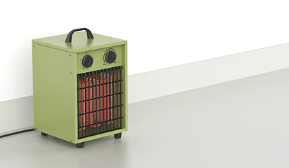 Image showing Green industrial electric fan heater
