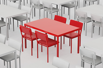 Image showing Unique red table and chairs