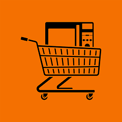 Image showing Shopping Cart With Microwave Oven Icon