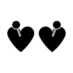 Image showing Two Valentines Heart With Pin Icon