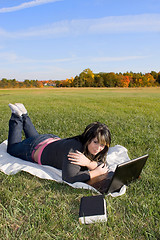 Image showing Girl Using A Laptop