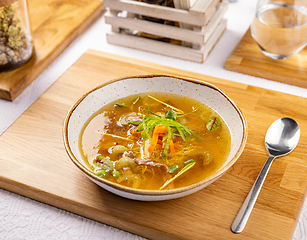 Image showing Country style chicken broth soup