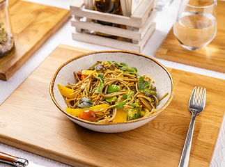 Image showing Pasta with grilled vegetables