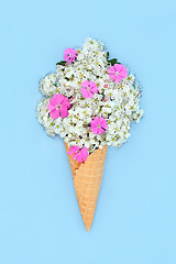 Image showing Surreal Spring Flower Blossom Ice Cream Cone