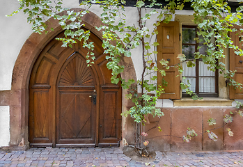 Image showing historic wooden door