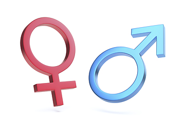 Image showing Metal red female and blue male gender symbols