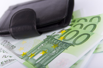 Image showing euro and a leather purse