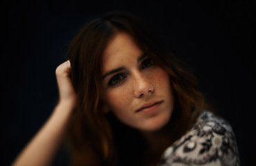 Image showing Thinking, beauty and portrait of woman in studio with natural, cosmetic and self care routine. Dream, makeup and young female person with facial cosmetology treatment by dark black background.