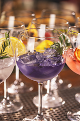Image showing Colorful gin tonic cocktails