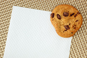 Image showing Chocolated chip cookie on a napkin