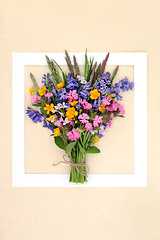 Image showing Spring Wildflower Posy Background Frame