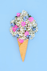 Image showing Surreal Spring Flower Ice Cream Cone