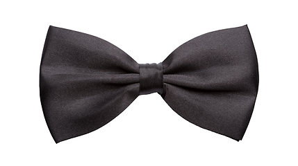 Image showing Black satin bow tie, formal dress code necktie accessory