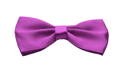 Image showing Pink purple satin bow tie, formal dress code necktie accessory