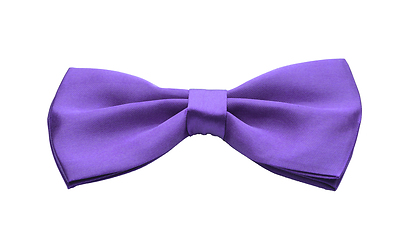 Image showing Purple satin bow tie, formal dress code necktie accessory