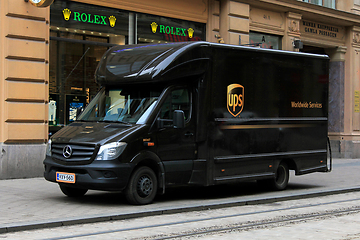 Image showing UPS Delivery Truck Parked by Street