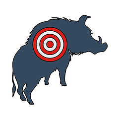 Image showing Icon Of Boar Silhouette With Target