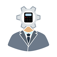 Image showing Analyst With Gear Hed And Calculator Inside Icon