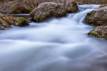 Image showing mountain stream flowing thorugh the rocks