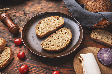 Image showing Slices of rustic sourdough bread